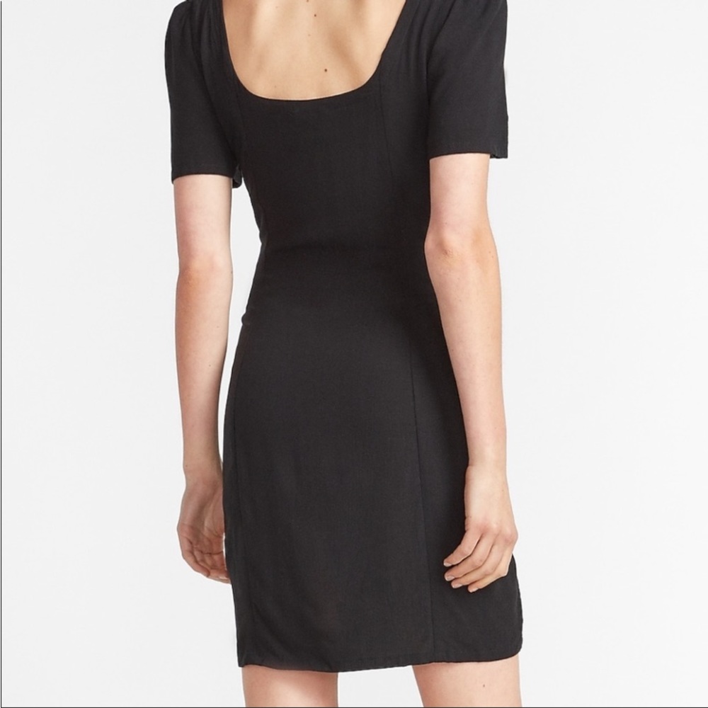 Express Button Front Scoop Neck & Back Linen Dres… - image 3